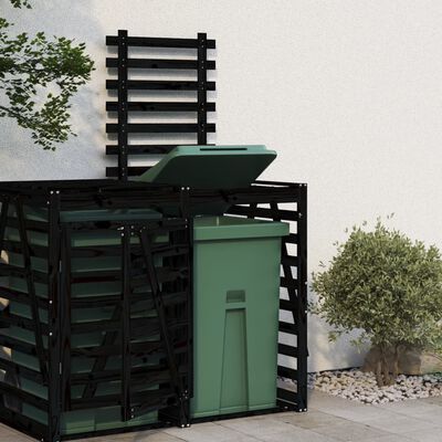 vidaXL Extensão de abrigo para caixote do lixo pinho maciço preto
