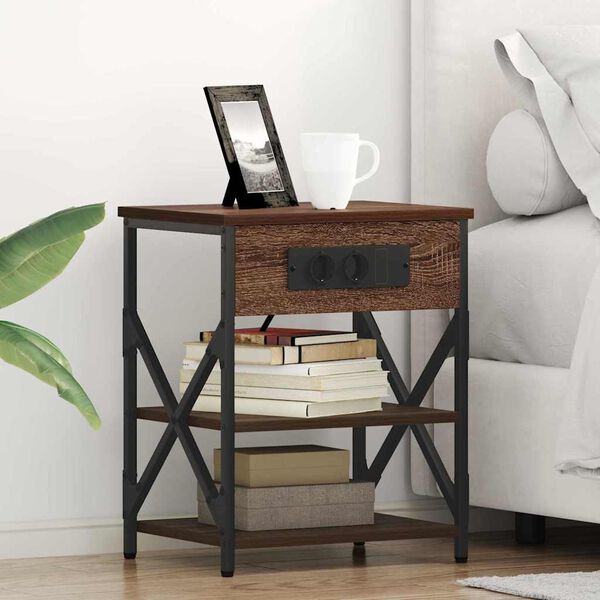 vidaXL Arm&aacute;rio de Cabeceira Carvalho Marrom 41 x 31 x 51 cm