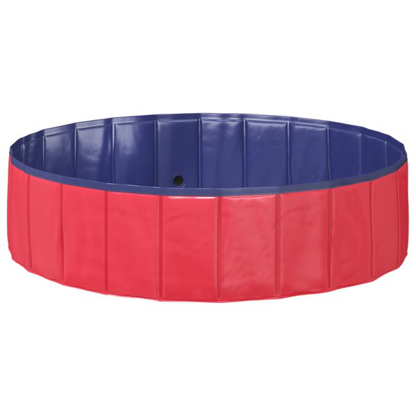 vidaXL Piscina Dobr&aacute;vel para C&atilde;es Vermelho e Azul 120 x 120 x 30 cm