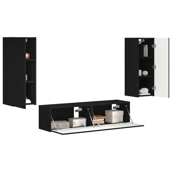 vidaXL Conjunto de m&oacute;vel de TV 2 pcs Preto Madeira processada