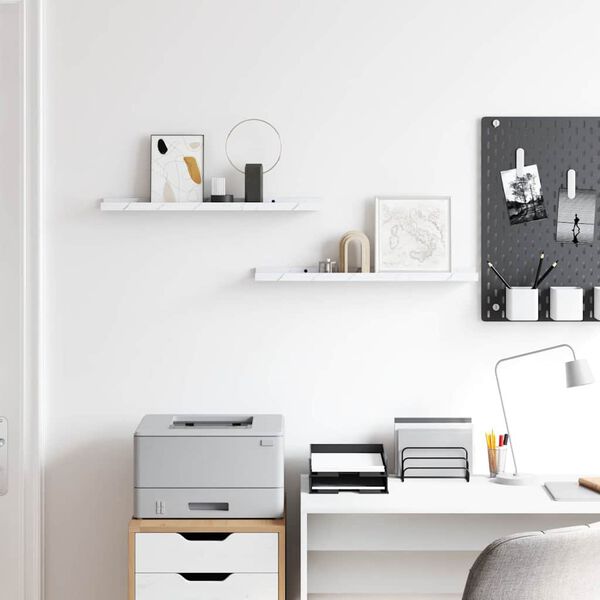 vidaXL Prateleira de Parede 2 pcs M&aacute;rmore Branco 60 x 9 x 3 cm