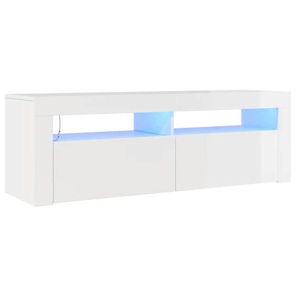 vidaXL M&oacute;vel de TV com luzes LED 120x35x40 cm branco brilhante