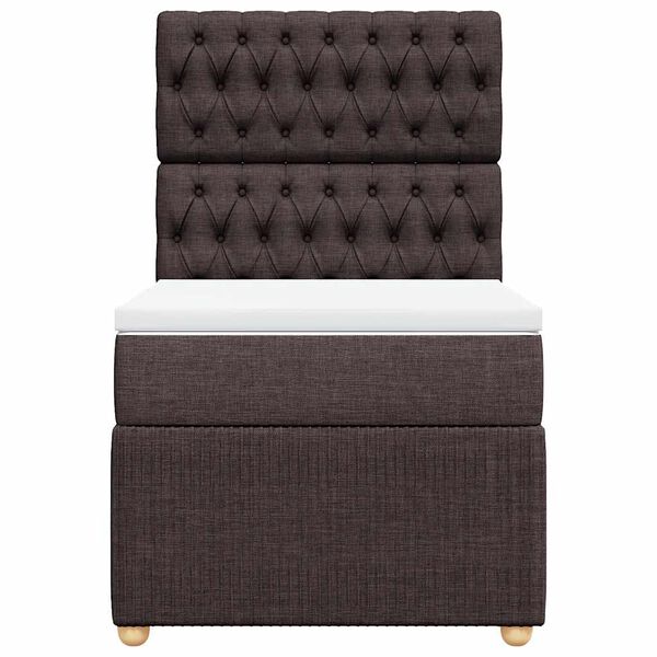vidaXL Cama com molas/colch&atilde;o 90x200 cm tecido castanho-escuro