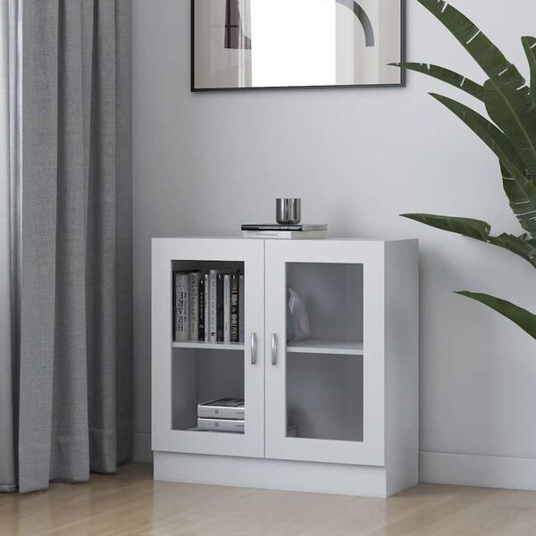 vidaXL Arm&aacute;rio vitrine 82,5x30,5x80 cm derivados de madeira branco