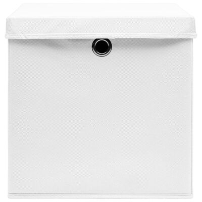 vidaXL Caixas de arrumação com tampas 10 pcs 28x28x28 cm branco