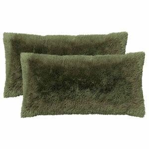 vidaXL Almofada com travesseiro HEERLEN 2 unid. Verde Fleece PV