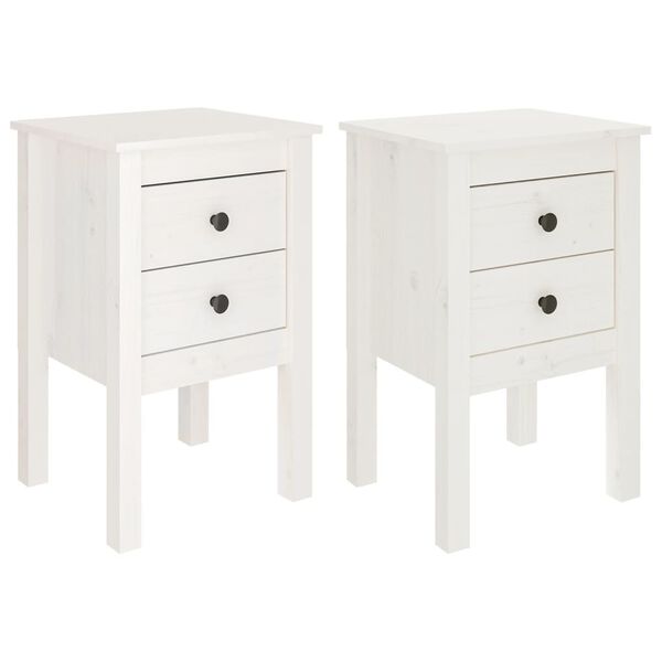 vidaXL Mesas de cabeceira 2 pcs 40x35x61,5 cm pinho maciço branco