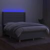 vidaXL Cama box spring c/ colch&atilde;o e LED 140x190 cm tecido cinza-claro