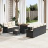 vidaXL Conjunto de Sofá de Jardim 10 pcs Preto e Creme 80 x 80 x 71 cm