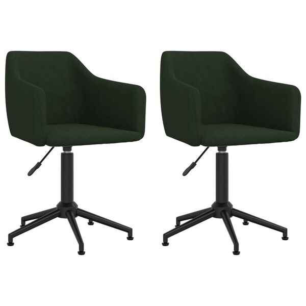 vidaXL Cadeiras de jantar giratorias 2 pcs veludo verde-escuro