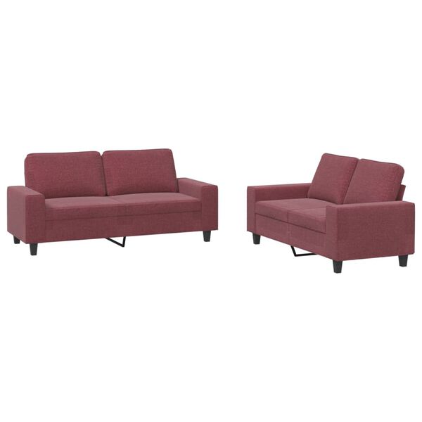 vidaXL 2 pcs conjunto de sofás tecido vermelho-tinto