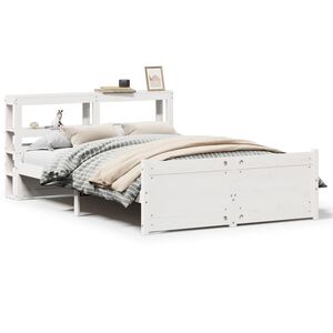 vidaXL Estrutura de cama c/ cabeceira sem colch&atilde;o 140x190 cm branco