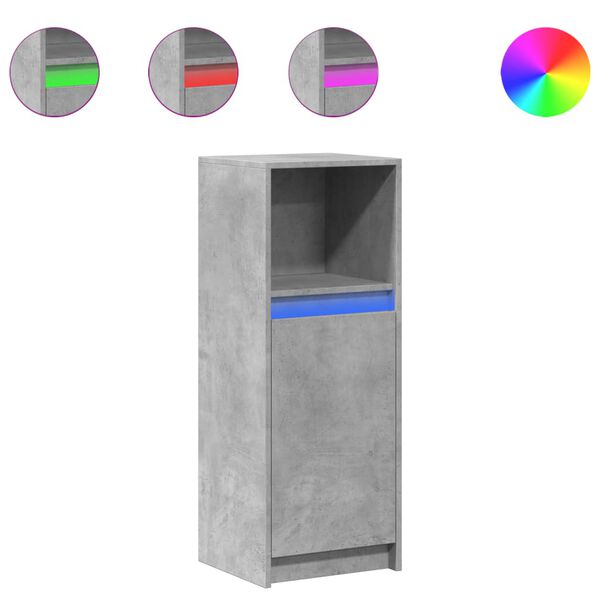 vidaXL Aparador com luzes LED derivados de madeira cinzento cimento