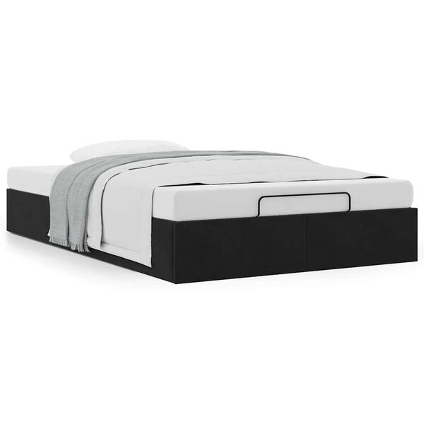 vidaXL Ottoman Bed Frame Sem Colch&atilde;o Preto 120x190 cm Veludo