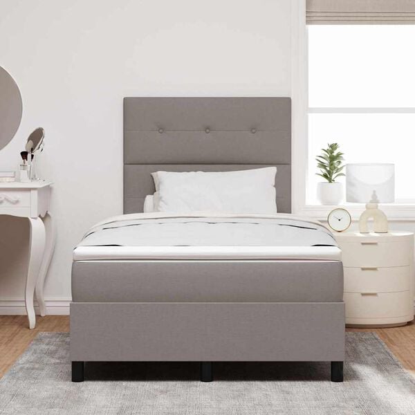 vidaXL Cama Box com colch&atilde;o Cinzento-acastanhado 120 x 190 cm tecido