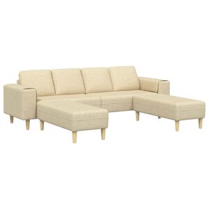 vidaXL Sof&aacute; de Sala de Estar 3 unid. Creme Poli&eacute;ster