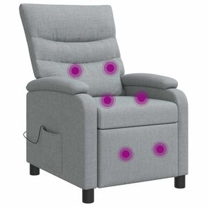 vidaXL Recliner de Massagem Cinzento-claro Tecido