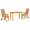 vidaXL Conjunto de Jantar para Jardim 3 unid. Castanho