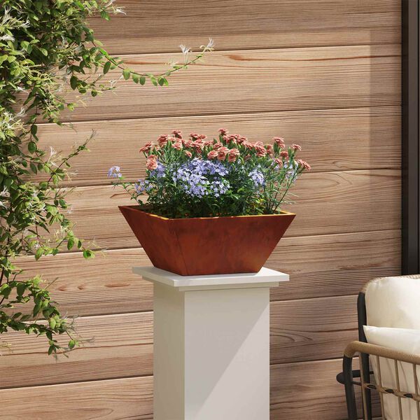 vidaXL Vaso de Jardim Ferro Enferrujado 35 x 35 x 15 cm