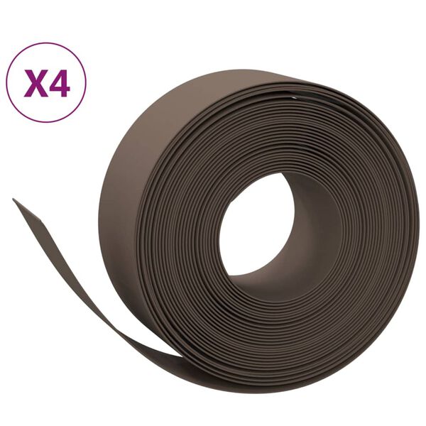 vidaXL Bordas de jardim 4 pcs 10 m 20 cm polietileno castanho