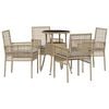 vidaXL Conjunto de Jantar para Jardim 5 unid. Bege vime PE