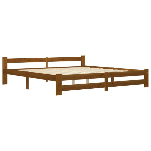 vidaXL Estrutura de cama 200x200 cm pinho maci&ccedil;o castanho mel