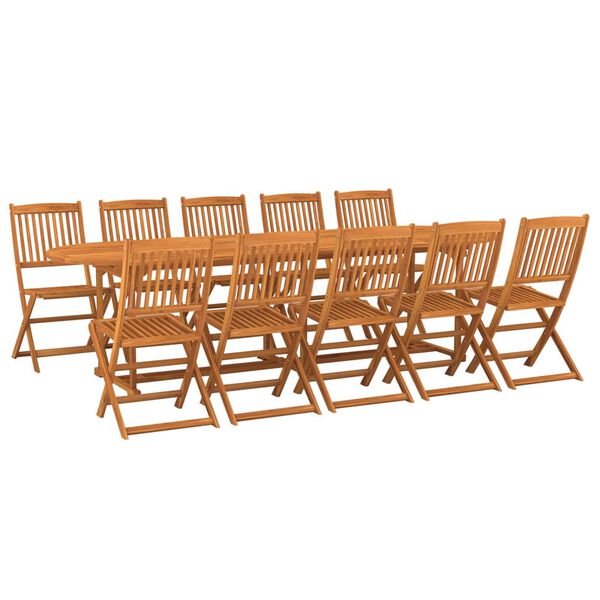 vidaXL 11 pcs conjunto de jantar para jardim 280x90x75cm ac&aacute;cia maci&ccedil;a
