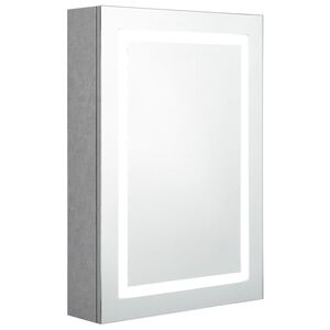 vidaXL Arm&aacute;rio espelhado casa de banho LED 50x13x70cm cinzento cimento