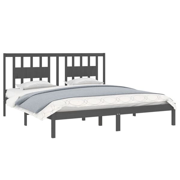 vidaXL Estrutura de cama 200x200 cm pinho maci&ccedil;o cinzento