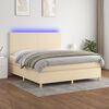 vidaXL Cama box spring c/ colch&atilde;o e LED 160x200 cm tecido cor creme