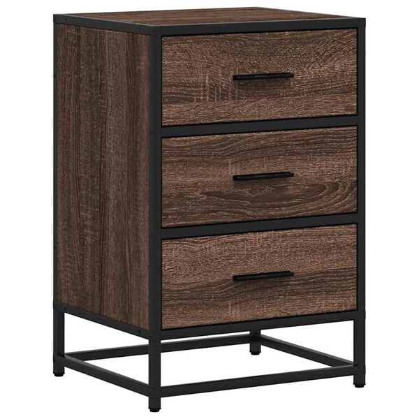 vidaXL Mesa de cabeceira carvalho castanho 40x34,5x60 cm madeira metal