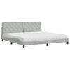 vidaXL Cama com colch&atilde;o 200x200 cm veludo cinzento-claro