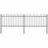 vidaXL Cerca de jardim com arco superior em a&ccedil;o 337x100 cm preta
