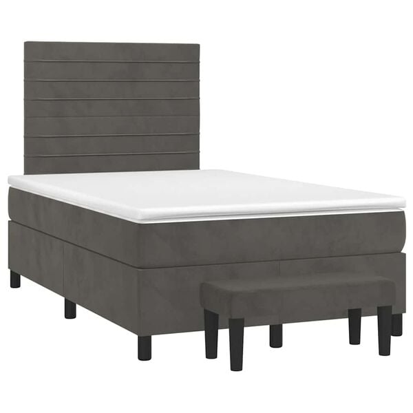 vidaXL Cama boxspring com colch&atilde;o 120x190 cm veludo cinzento-escuro
