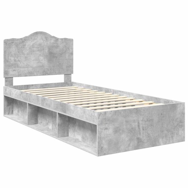 vidaXL Estrutura da Cama com cabeceira Cinza Concreto 90 x 190 cm
