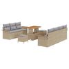 vidaXL Conjunto de Sof&aacute; de Jardim 10 unid. Bege vime PE