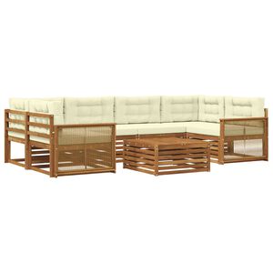 vidaXL Conjunto de Sof&aacute;s para Exterior 7 unid. Natural e Creme