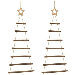 vidaXL &Aacute;rvores de Natal suspensas com estrelas no topo 2 pe&ccedil;as 42x90 cm galho natural
