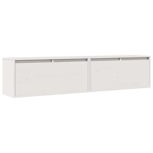 vidaXL Arm&aacute;rios de parede 2 pcs 80x30x35 cm pinho maci&ccedil;o branco