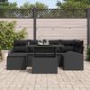 vidaXL Conjunto de Sof&aacute; de Jardim 7 pcs Preto Rattan Sint&eacute;tico