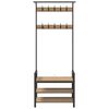 vidaXL Cabideiro com prateleira Carvalho Artesanal 75 x 34 x 184 cm