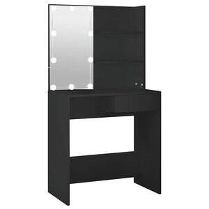 vidaXL Toucador com luzes LED 74,5x40x141 cm preto