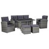 vidaXL 6 pcs conjunto lounge de jardim c/ almofad&otilde;es vime PE cinzento
