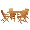 vidaXL 5 pcs conjunto de jantar para jardim madeira de teca maci&ccedil;a
