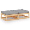 vidaXL Apoio de p&eacute;s p/ jardim c/ almofad&otilde;es 2 pcs pinho maci&ccedil;o