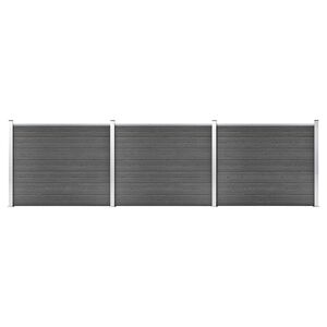 vidaXL Conjunto painel de cerca 526x146 cm WPC preto