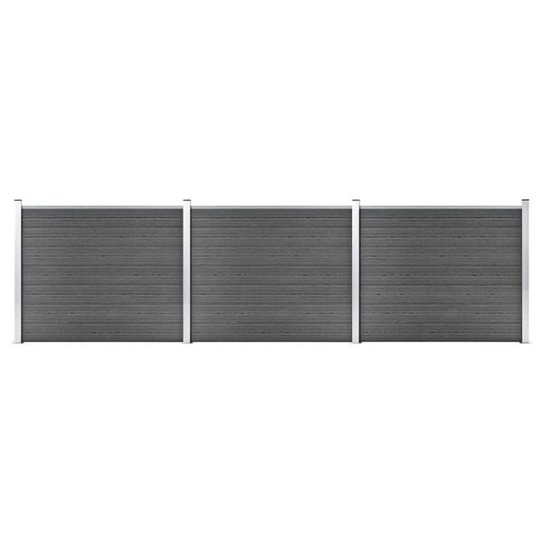 vidaXL Conjunto painel de cerca 526x146 cm WPC preto