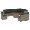 vidaXL 11 pcs conjunto sof&aacute;s de jardim c/ almofad&otilde;es vime PE cinzento