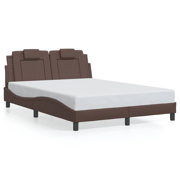 vidaXL Estrutura de cama Viana sem colch&atilde;o couro artificial 140x190cm castanho