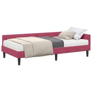 vidaXL Estrutura de Cama de Canto com Colch&atilde;o 2 unid. Vinho Vermelho